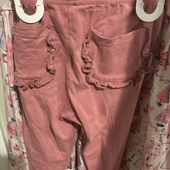 Bella & Omi Girls size 8 Pink Christmas Tree print Tunic & leggings -so adorable - Picture 4 of 8